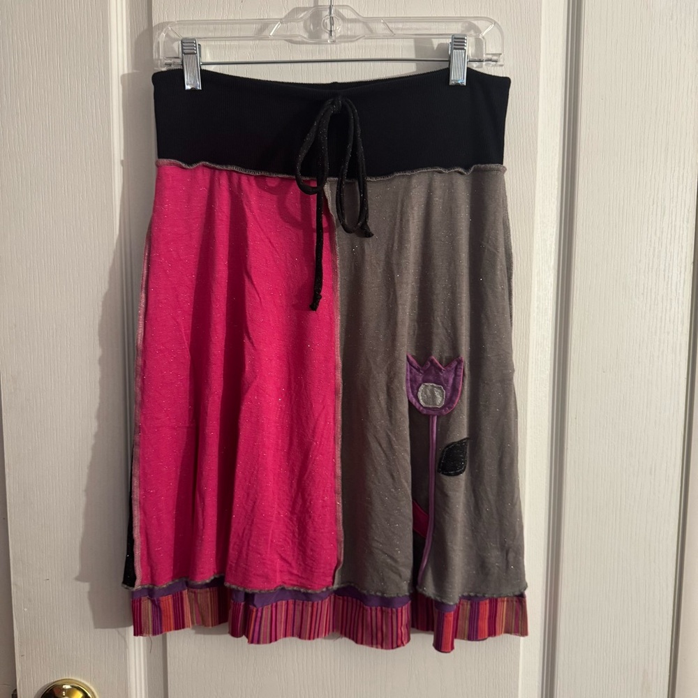 Indigo Vibrant Pink and Gray A-Line Skirt